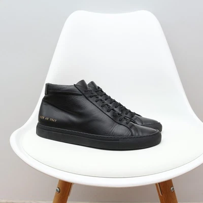Men's Common Projects Achilles Mid 1529 7547 Black Leather Sneakers EU40 US7 UK6 - Image 1 of 4