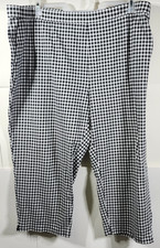 Susan Graver Women's 3X Weekend Regular Premium Stretch Crop Pants Black Check