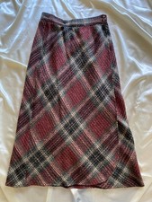 Vintage 1970s Union Made Plaid Midi Wrap Skirt 24" Old Money Academia XS/S