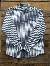 NAUTICA, Men's Blue White Striped Button Down Shirt 100 Cotton, Size M