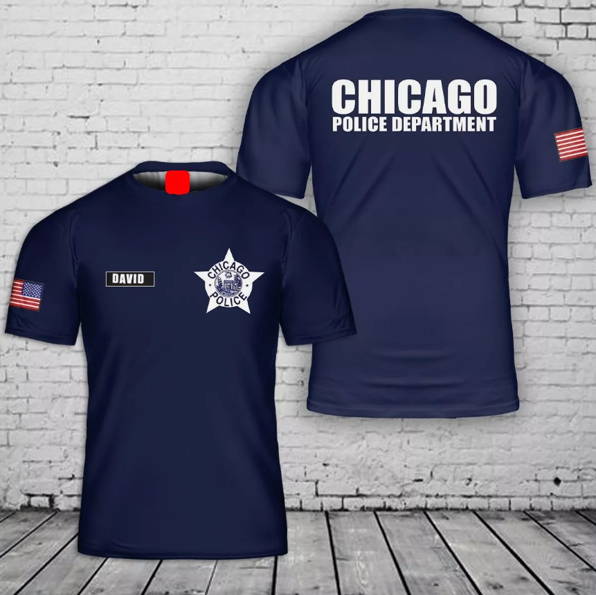 Custom Name Chicago Police All Over Printed Shirt 3D T- shirt Full Size