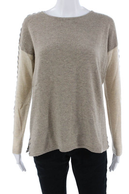 Claudia Nichole Women Beige Pullover Sweater Crew Neck Long Sleeve Size XS