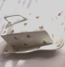 Crown Ducal Covered Serving Dish, Very Rare English Fairy "Ditsy Rosebud"Pattern