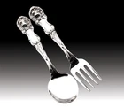 Lion by Wallace sterling silver 2 piece Baby Fork and Spoon Set 4.25", NEW