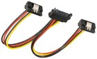 Y Strom Adapter SATA Stecker 2x Buchse abgewinkelt S-ATA Sicherheitslasche 0,2 m