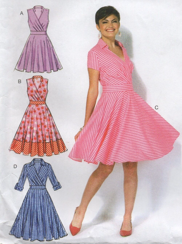 Vestido McCalls patrón de costura 7081 con corpiño envolvente y falda completa talla 14-22 NUEVO - Imagen 4 de 13