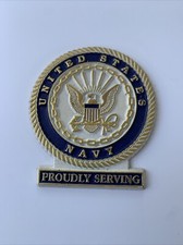 United States Navy PROUDLY SERVING Vintage Magnet 3 x 3 3/8  Refrigerator Magnet