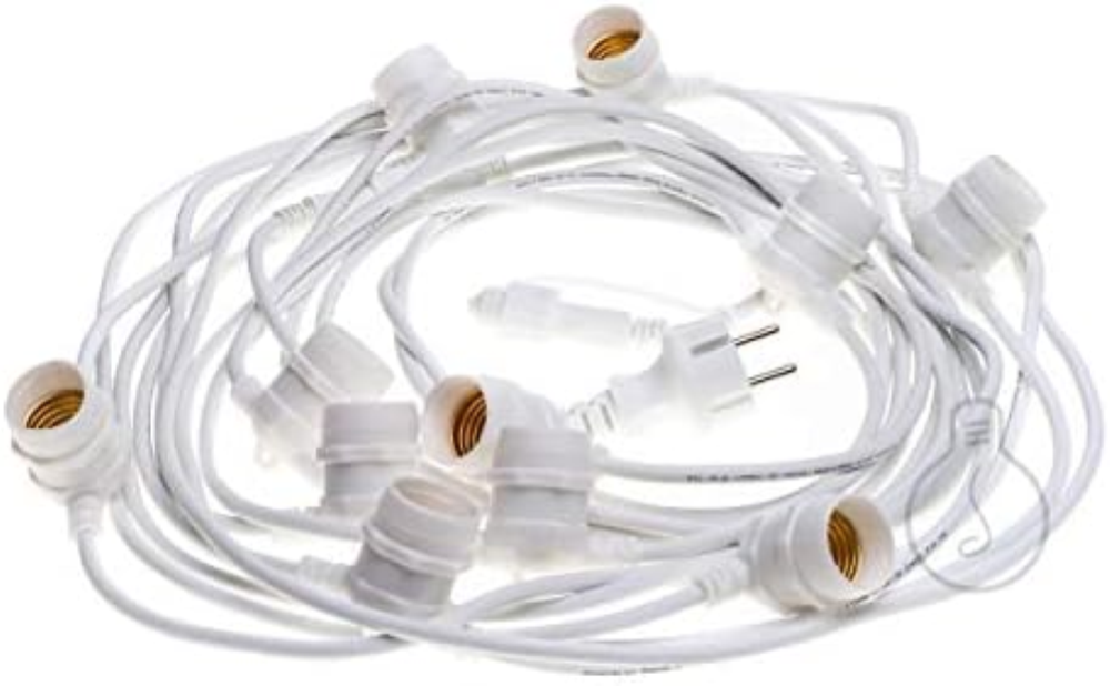 AMARCORDS - Catenaria luminosa BIANCA da esterno con 11 portalampade E27, cavo t