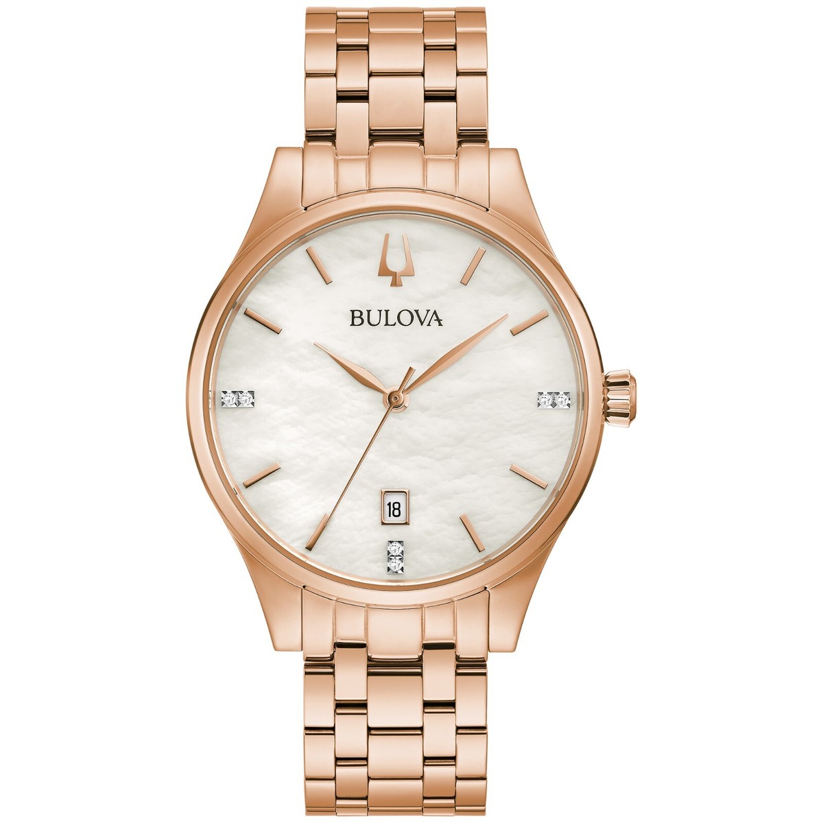 【新品】 BULOVA レディースクォーツ腕時計/ダイヤモンド使用 Bulova Women's Classic Date Quartz Rose Gold Stainless Steel Watch