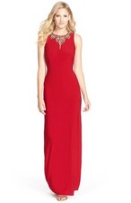 VINCE CAMUTO EMBELLISHED JERSEY RED GOWN sz 0