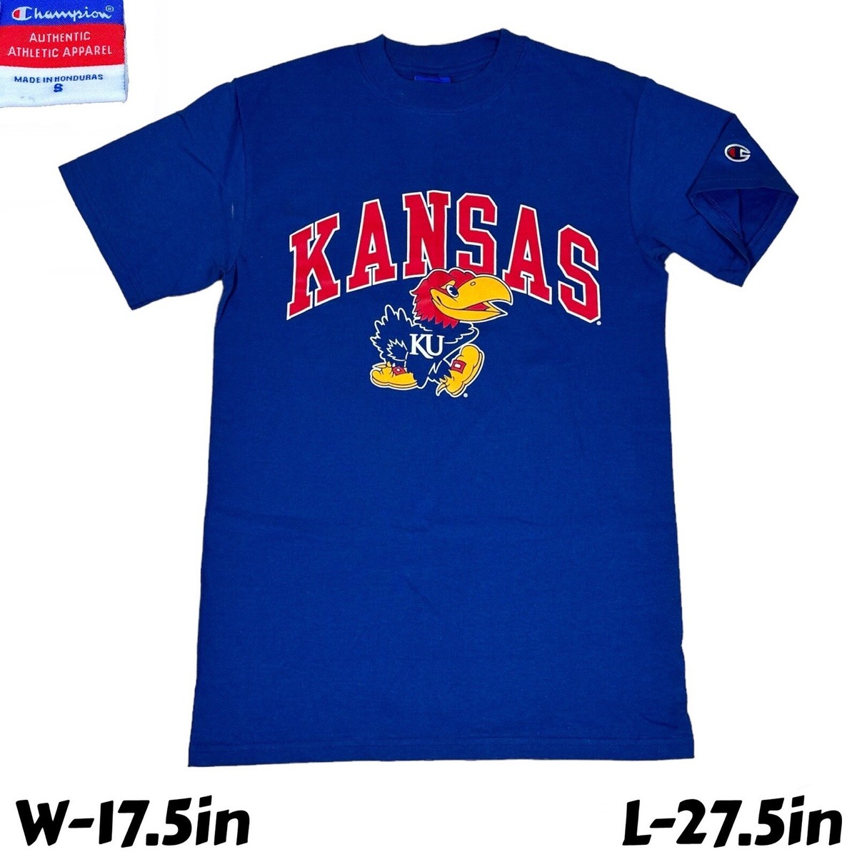 KANSAS JAYHAWKS Tシャツ Lサイズ Kansas Jayhawk 70s White & Royal Unisex Ringer | CHARLIE HUSTLE