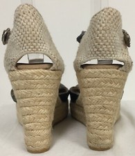 Sandales Compensées Bettye Muller Katy - Taille 39, Toile Beige, Talon Haut, Occasion