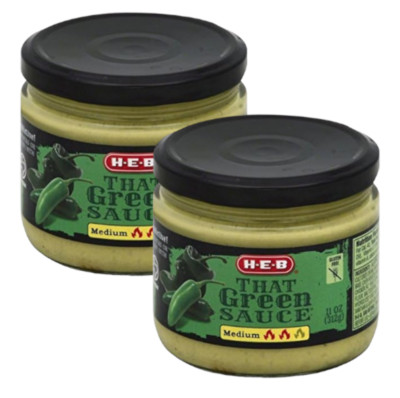 HEB That Green Sauce Medium spicy blend of jalapeños and poblanos 11oz (Pack of
