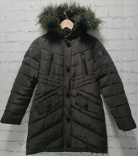 Girls Diesel Full Zip Long Sleeve Puffer Fur Hooded Jacket Size 10 Green C10