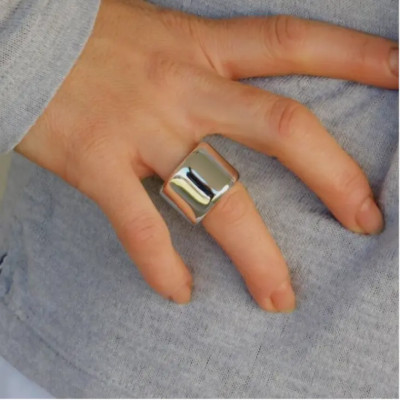 925 Sterling Silver Chunky Wedding Band Wide Statement Ring For Men ...