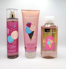 Bath  Body Works Fruity Sherbet Scoop Body Mist Shower Gel  Cream Set of 3