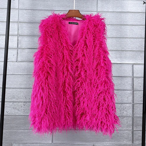 Mujeres Talla Grande Imitación Lana Piel Largo Imitación Skeep Piel Invierno Chaleco Cálido - Imagen 36 de 43