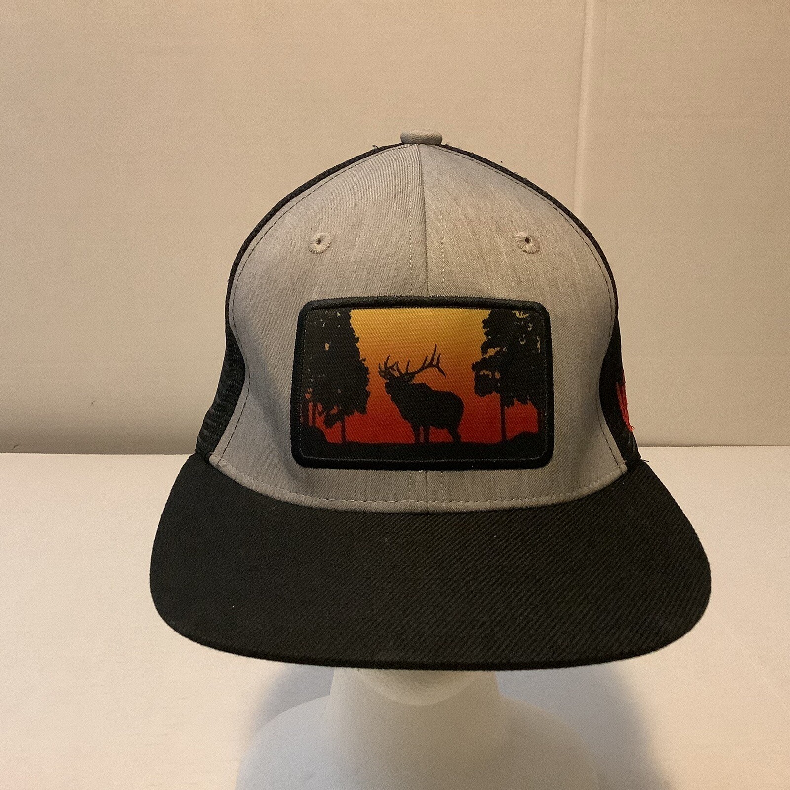Sunset Elk Patch Trucker Hat HeatherGrey/Black Me… - image 20