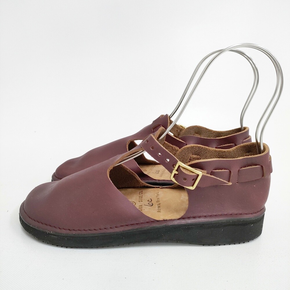 【未使用近い✨】AURORA SHOES West Indian 6 1/2c AURORA SHOES New West Indian T-Strap Size 6C Burgundy Shoes