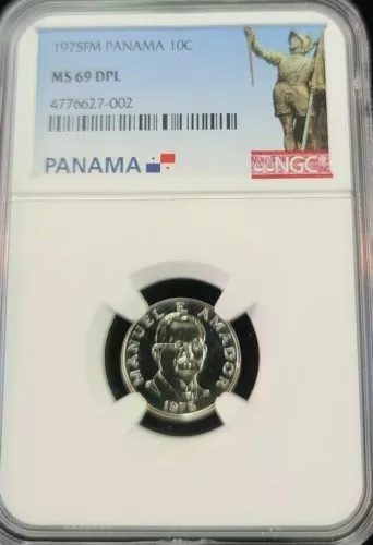 1975 PANAMA 10 CENTESIMOS CU-NI MANUEL AMADOR NGC MS 69 DPL SCARCE TOP POP