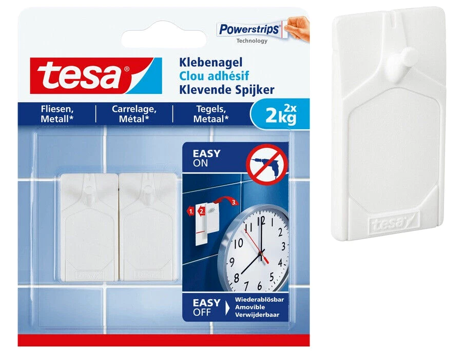2er Tesa ® Klebenagel Powerstrips f. Fliesen/Metall 2x2kg 77762