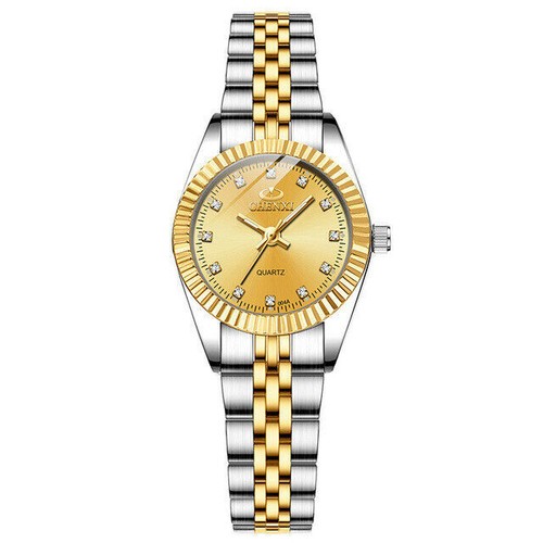 Ladies Watch Wristwatch Diamond Analog Calendar Stainless Steel Band Women's Watches - Picture 9 of 11