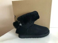 NEW WOMEN'S UGG AUSTRALIA CLASSIC CHARM SUEDE BOOTS BLACK $230+ Sz 8 CLEARANCE!