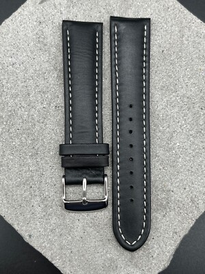 NEU 22MM SCHWARZ LEDERBAND MASSIV LEDER BAND STRAP ARMBAND UHR