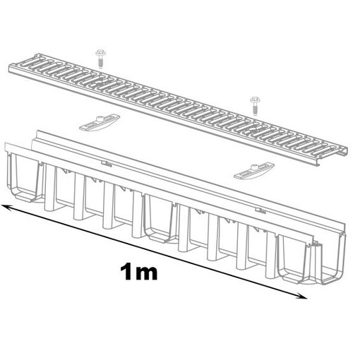 Entwässerungsrinne A15 mit Kunststoffrost Schwarz / Grau 1-10m Rutschfest - Bild 4 von 10