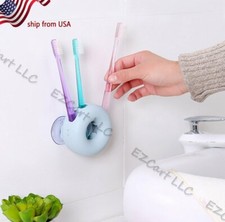 Wall Mount Suction Cup 5 Hook Toothbrush Stand Holder Home Bathroom Accessory