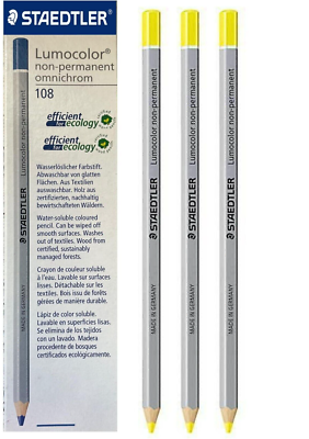 Staedtler 108 Lumocolor Omnichrom Non-Permanent Marker Pencil YELLOW Pack  of