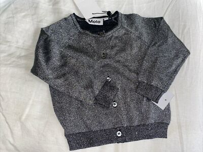 Molo Kids Gladys Christmas Party Silver Knit Cardigan. Size 80cm 12 Months BNWT
