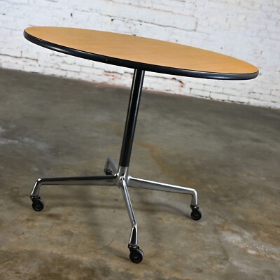 Eames Herman Miller Round Tables Universal Base Wood Grain