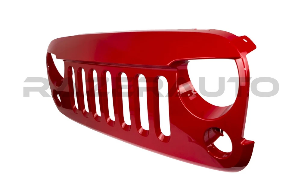 Grelha de substituição frontal Flame Red Angry Skull adequada para Jeep Wrangler JK 07-18 - Imagem 2 de 2