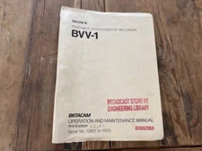 SONY OPERATION & MAINTENANCE MANUAL for a BVV-1 VIDEOCASSETTE RECORDER