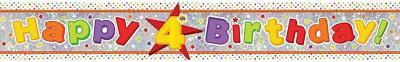 Amscan 9900016 Bunt Happy 4th Geburtstag Sternklar Folie Banner