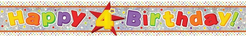 Amscan 9900016 Coloré Joyeux 4th Anniversaire Étoilé Feuille Bannière - Photo 1/1