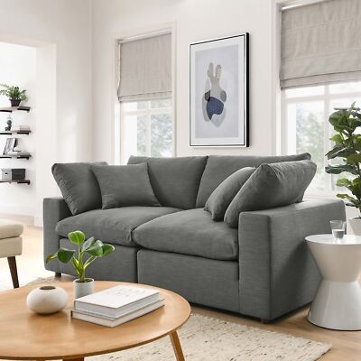 Modway Commix Down-Filled Overstuffed Upholstered Loveseat in Gray