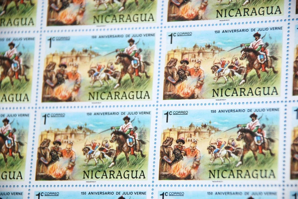 ✔ Никарагуа мужчин лошадей Хулио Верн, Sc #1085 MNH полный лист из 40 - Изображение 2 из 2