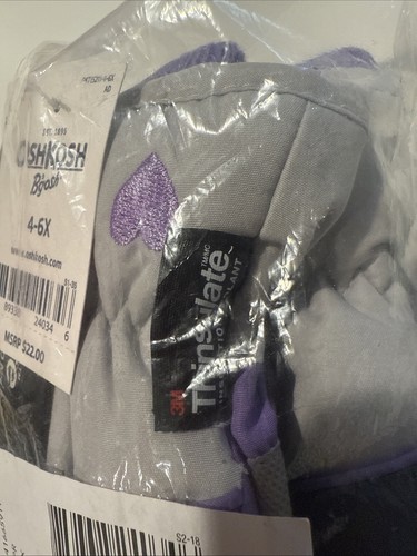 OshKosh 3M Thinsulate Fleece-lined Gloves Girls 4-6X Purple NEW Style:41665911 - Picture 4 of 8