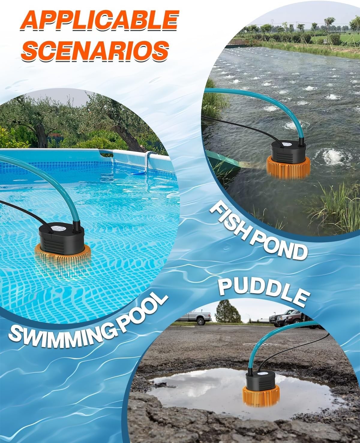 Sub Pump Pool 850 GPH Pool Cover Pump - Reliable Submersible Sump Pump for Above ...