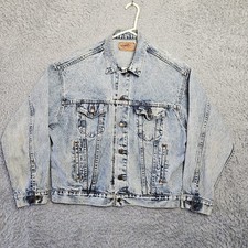 Vintage Levi's Denim Trucker Jacket Large Acid 70507 0219 Made USA Collar / Tab