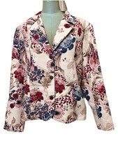 NWT Coldwater Creek Blazer Sz XL Tapestry Floral Tweed Elegant Holiday Colors