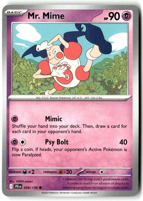Mr. Mime 058/159 Common Journey Together Pokemon Lightly Played