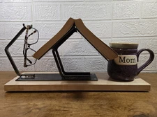 HANDMADE Maple & Steel Bedside Book Holder/Nook, PERFECT GIFT for BOOK FANS, New