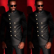 Black Vintage Men's Suits Formal Business Wedding Groom Tuxedo Casual Coat Pant