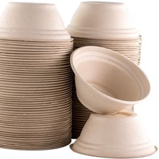 Vet-Grade, Biodegradable and Disposable Pet Bowls Bulk 50 Pk 8 Oz/1 Cup. Safe, N