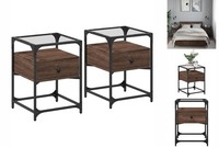 Nachttische2Er Set Braun Eichen-Optik 40X40X55 Cm Spanplatte