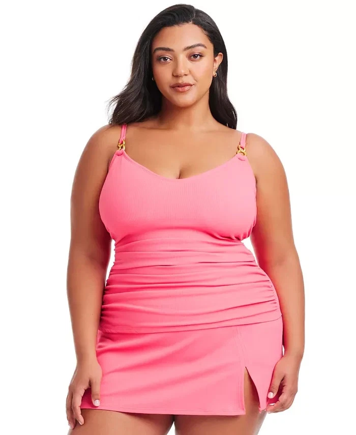 Parte inferior hipster con falda talla grande Bleu by Rod Beattie, rosa, talla 16W 0353 Foto 3 de 3