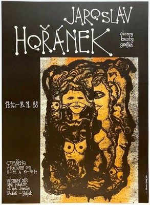 Original Vintage Plakat AUSSTELLUNG - JAROSLAV HORANEK - GRAFIK - ZEICHNUNGEN - 1988